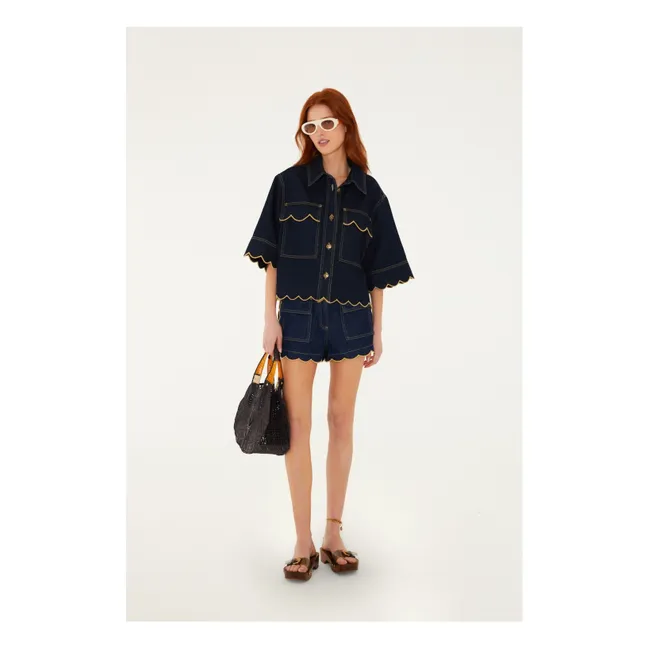 Short Pleats | Denim brut