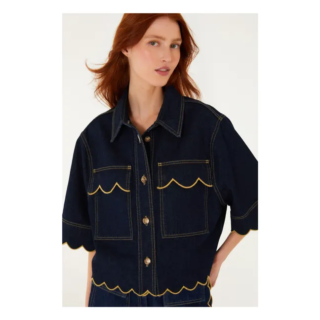 Chemise Short Scallops | Denim brut