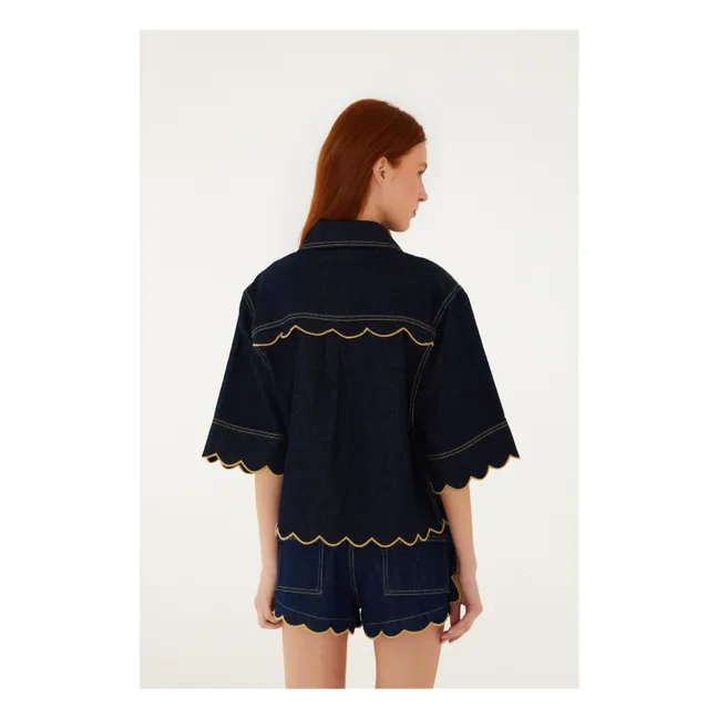 Chemise Short Scallops | Denim brut