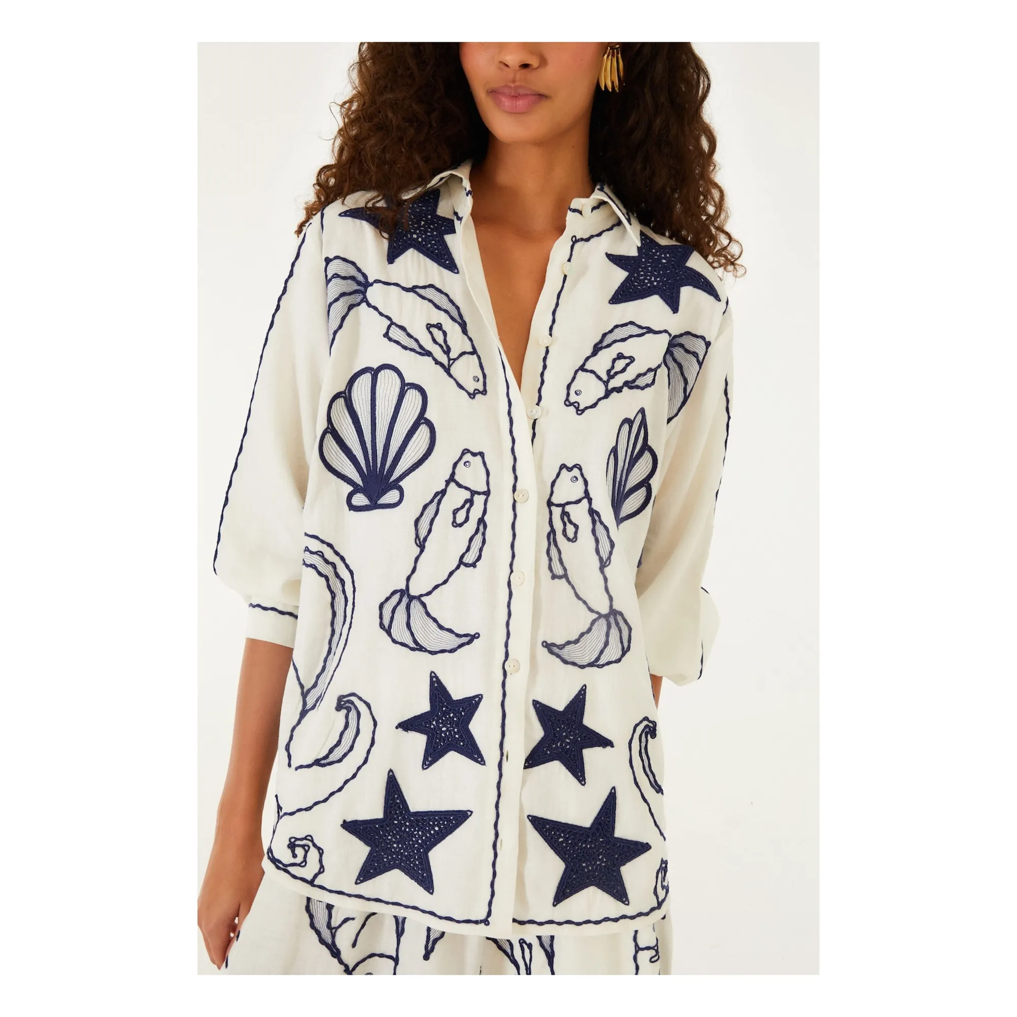 Chemise Fresh Fish Lin | Blanc cassé- Image produit n°0