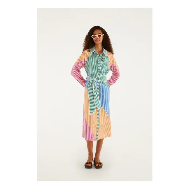 Robe Chemise Rayures Coton | Vert