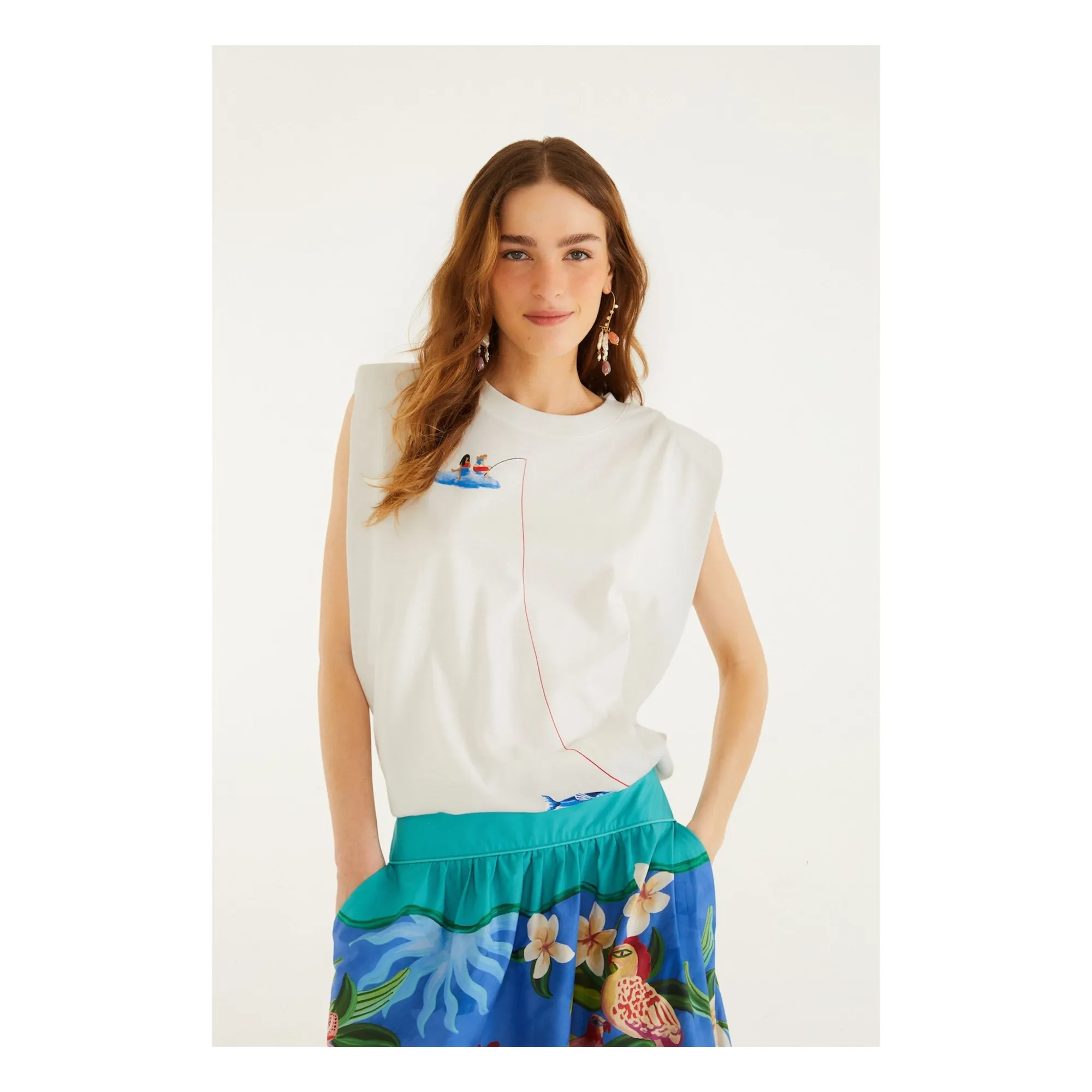 Top Fishing Dreams Coton | Blanc cassé- Image produit n°0