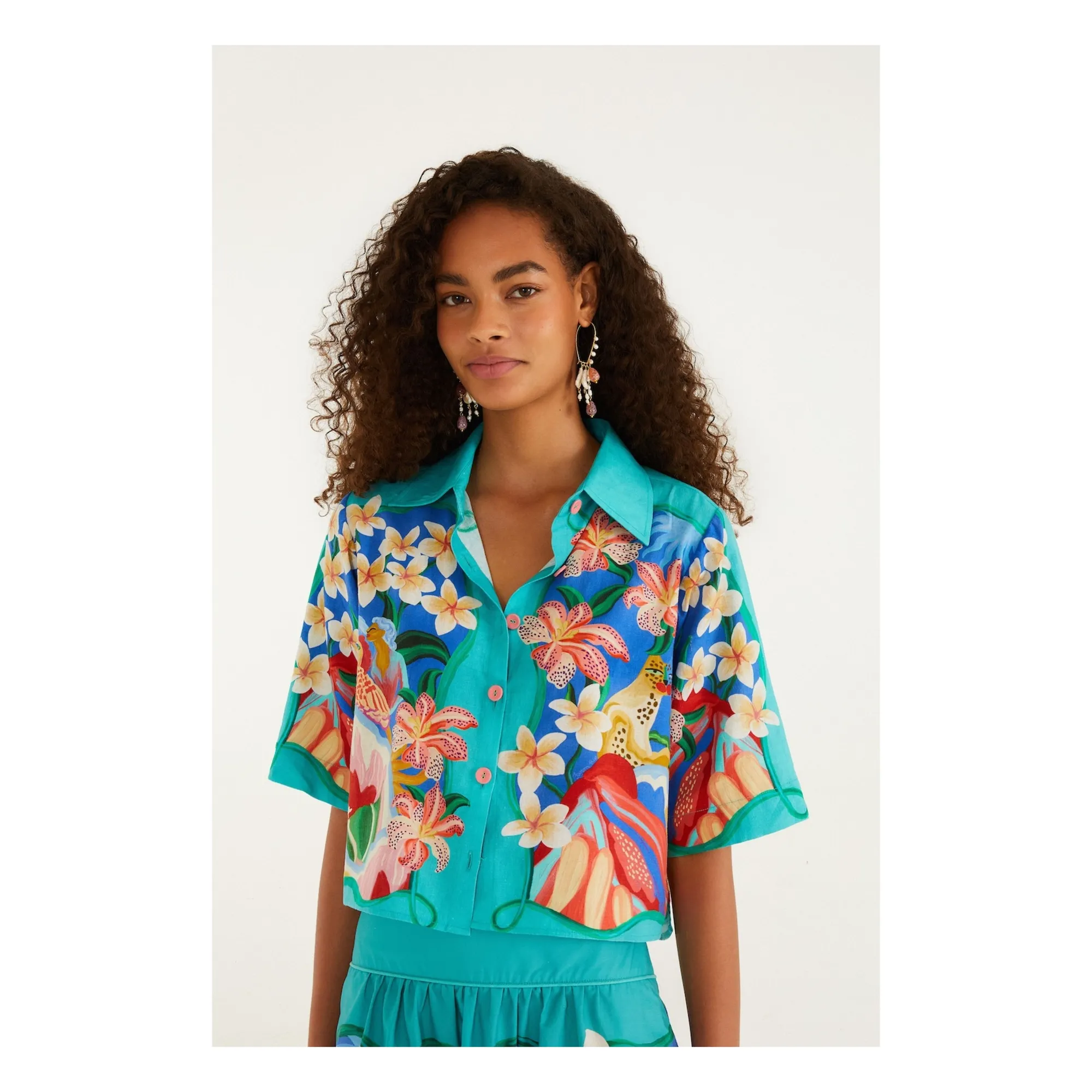Chemise Garden Of Life Lin | Bleu- Image produit n°0