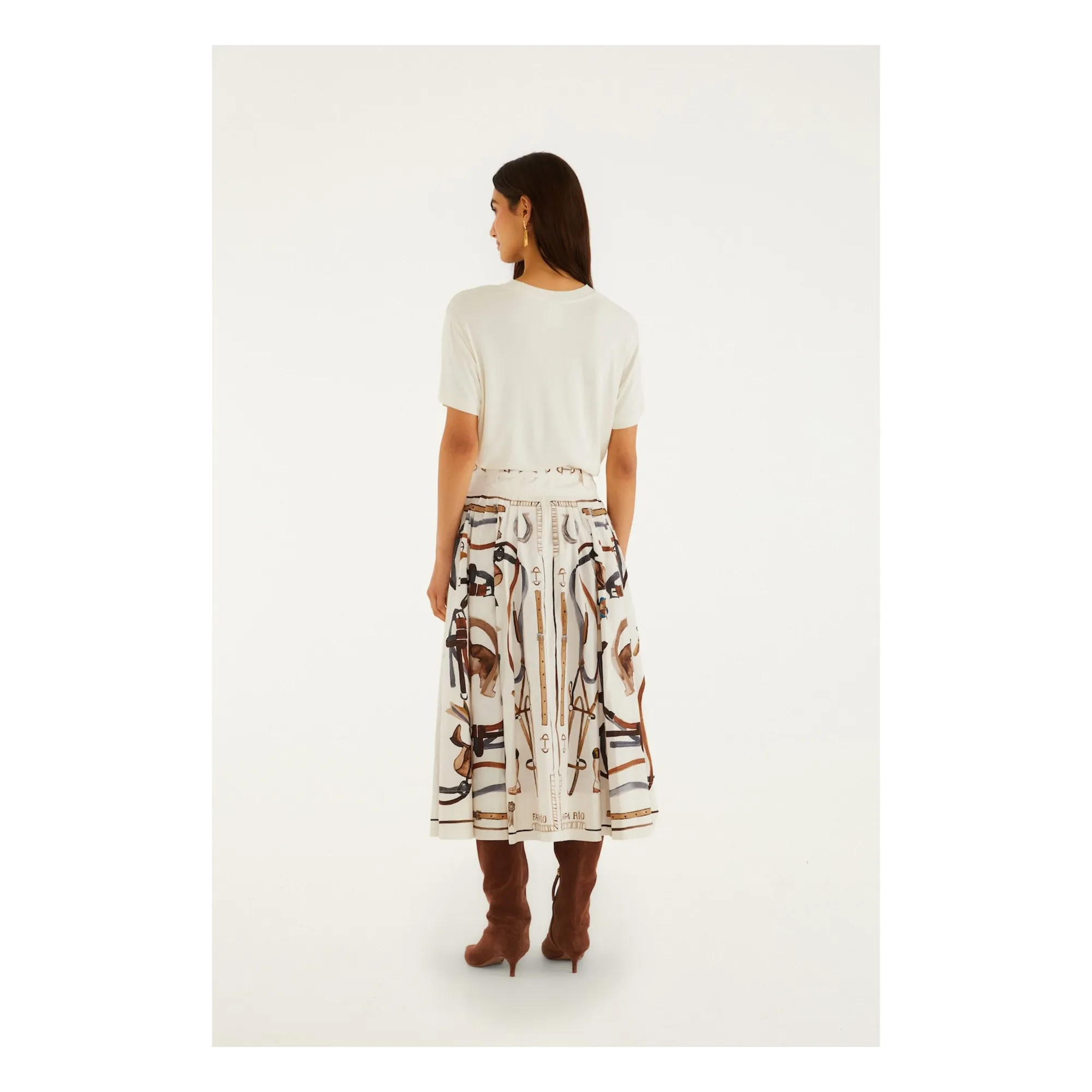 Jupe Imprimé Equestre Coton | Blanc- Image produit n°1