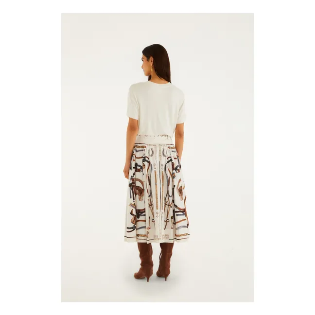 Jupe Imprimé Equestre Coton | Blanc