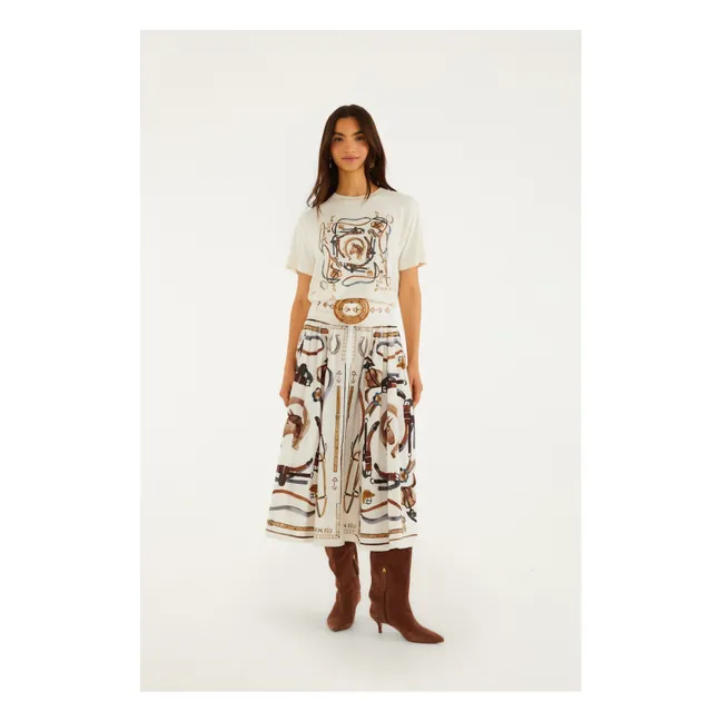 Jupe Imprimé Equestre Coton | Blanc