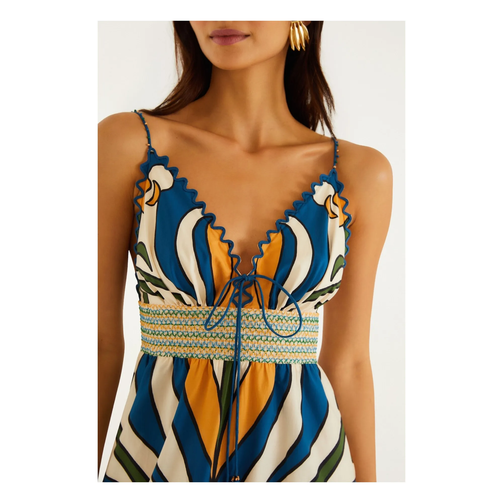 Robe Tropical Graphique Coton | Ecru- Image produit n°2