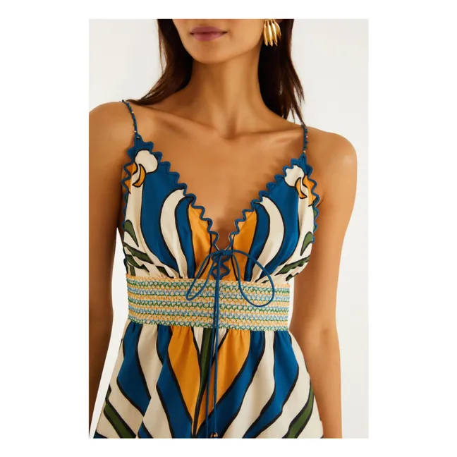 Vestido de algodón con gráficos tropicales | Crudo