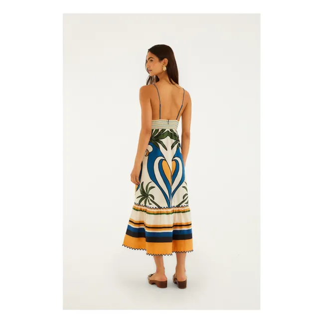 Vestido de algodón con gráficos tropicales | Crudo
