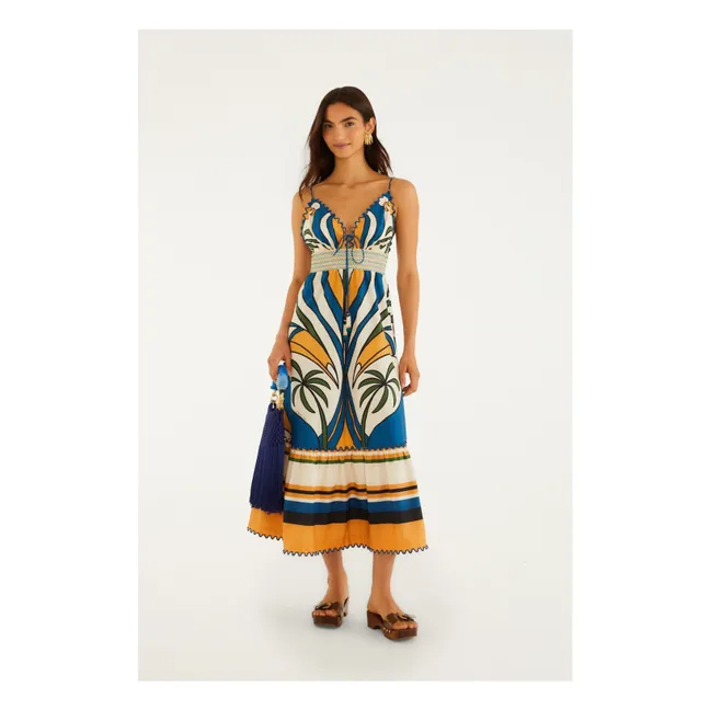 Vestido de algodón con gráficos tropicales | Crudo