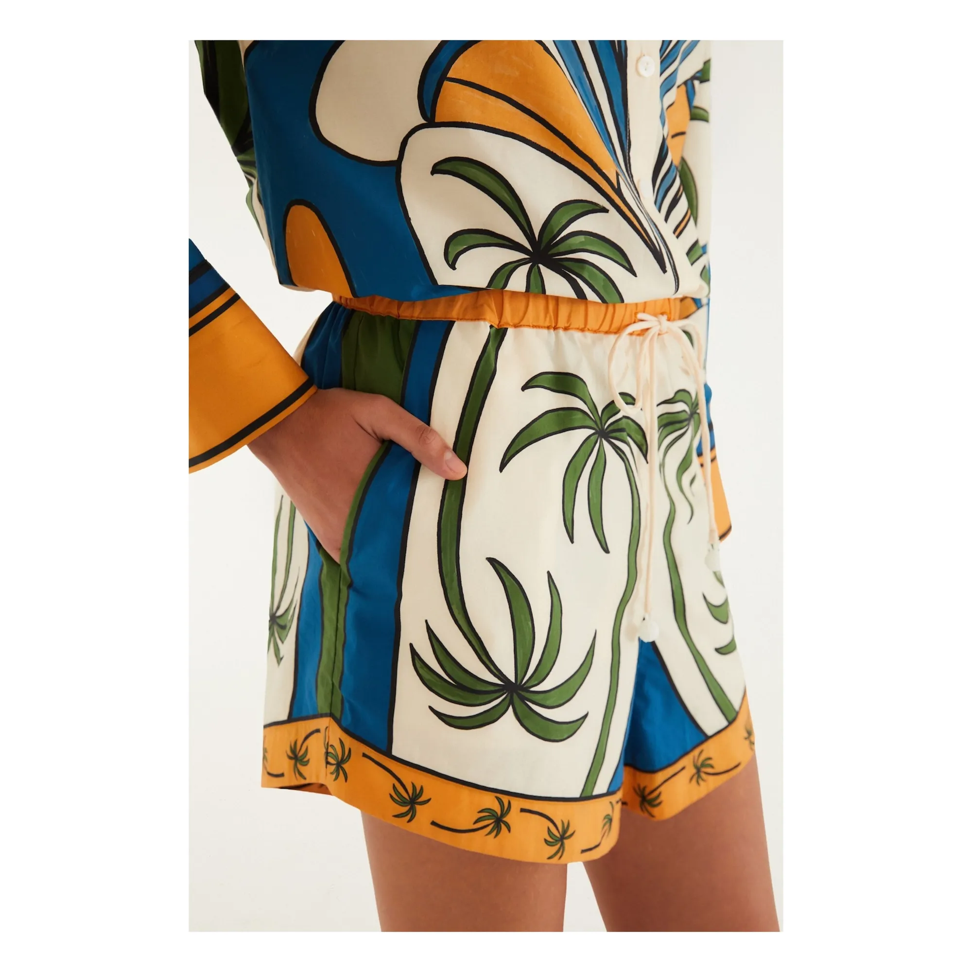 Short Tropical Graphique Coton | Ecru- Image produit n°0