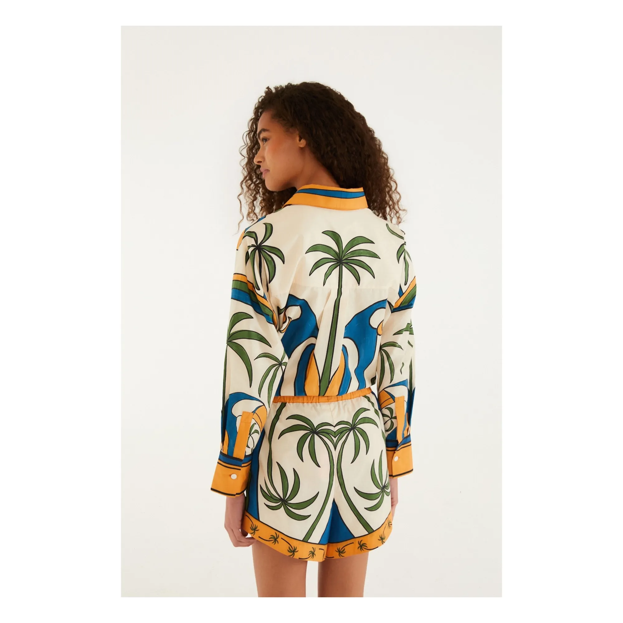 Short Tropical Graphique Coton | Ecru- Image produit n°2