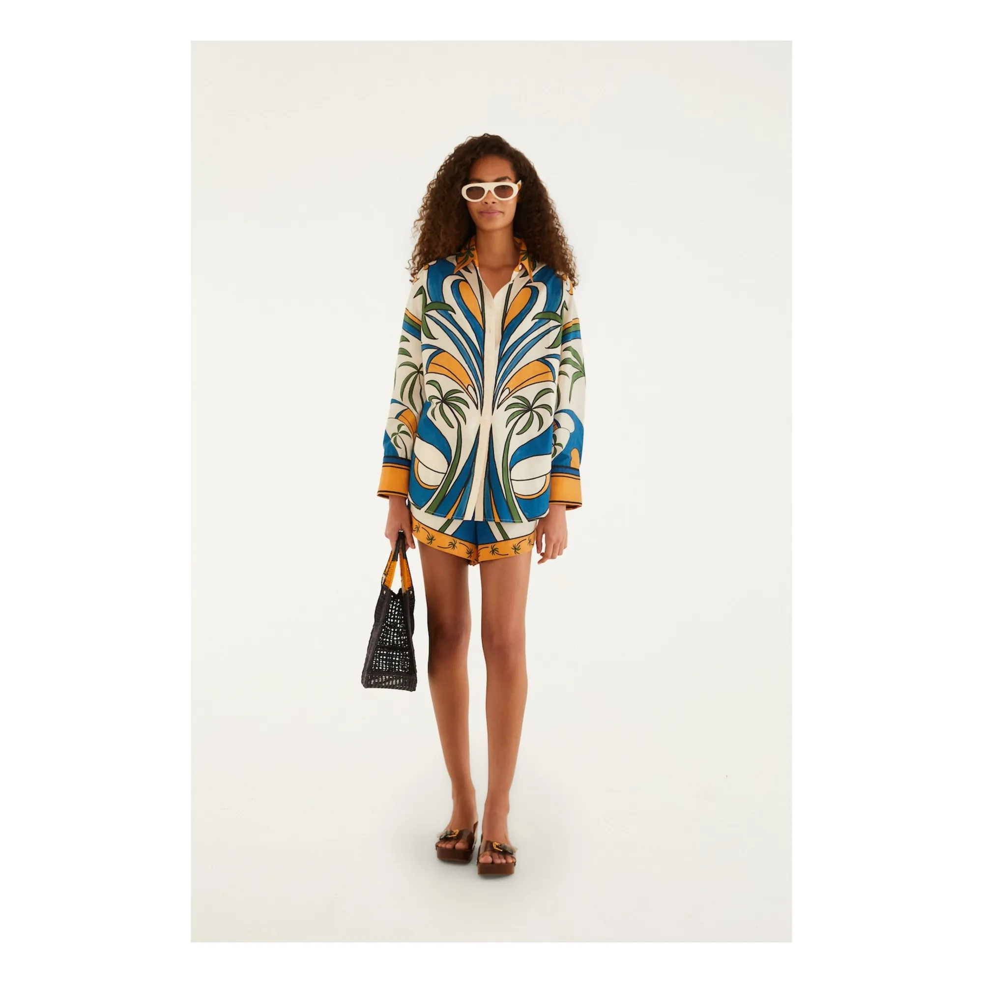 Short Tropical Graphique Coton | Ecru- Image produit n°3
