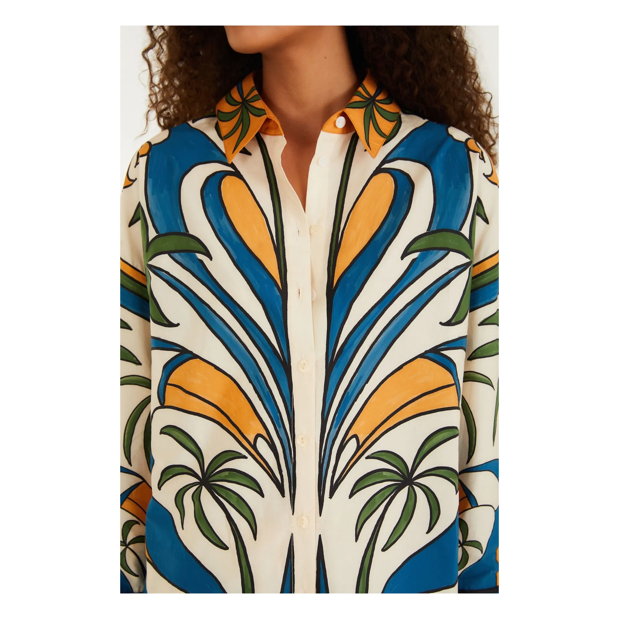Chemise Tropical Graphique Coton | Ecru- Image produit n°3