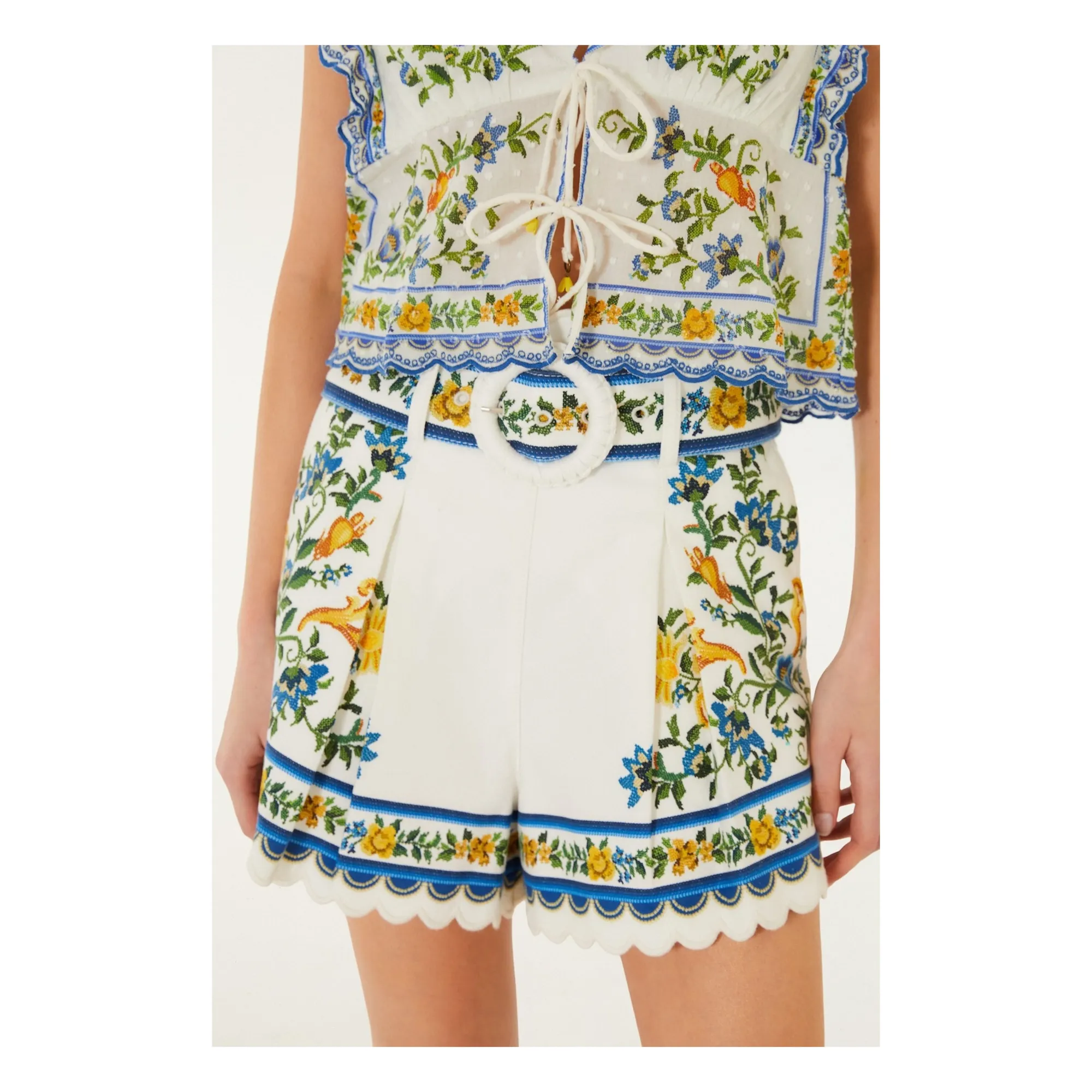 Short Emily Floral Coton | Blanc- Image produit n°0