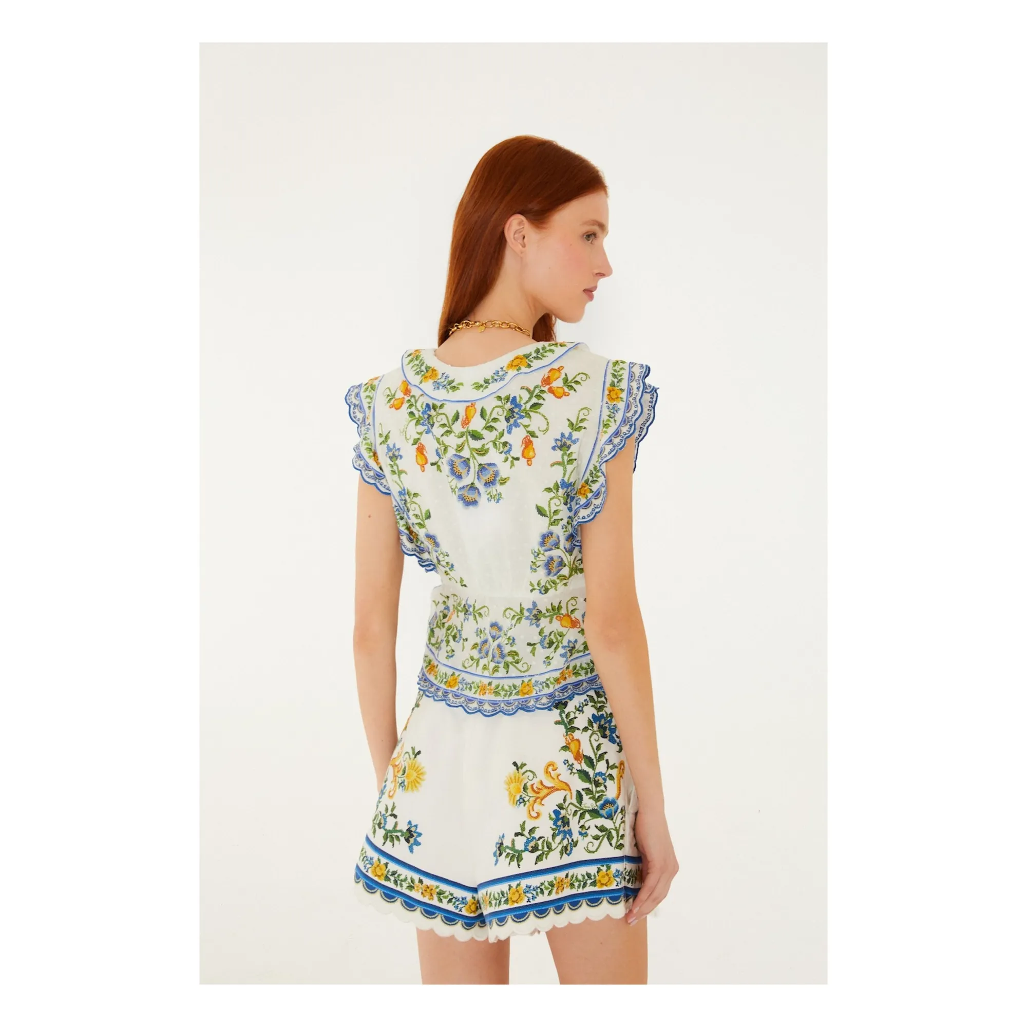 Short Emily Floral Coton | Blanc- Image produit n°2