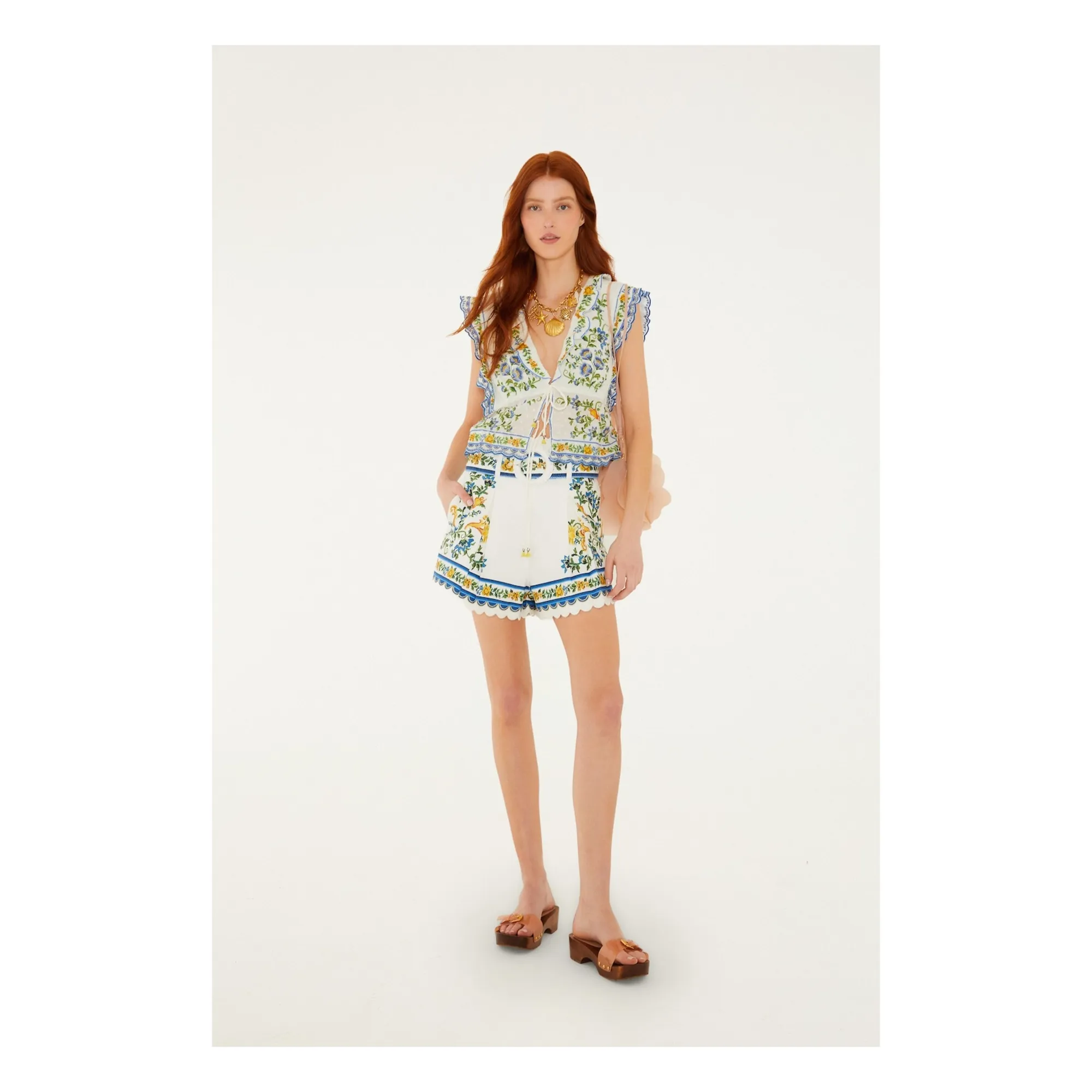 Short Emily Floral Coton | Blanc- Image produit n°3