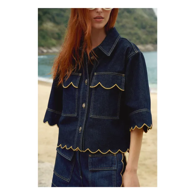 Chemise Short Scallops | Denim brut