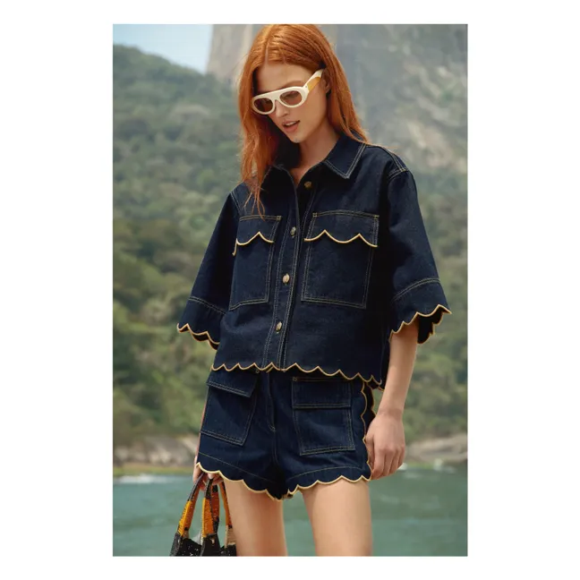 Chemise Short Scallops | Denim brut