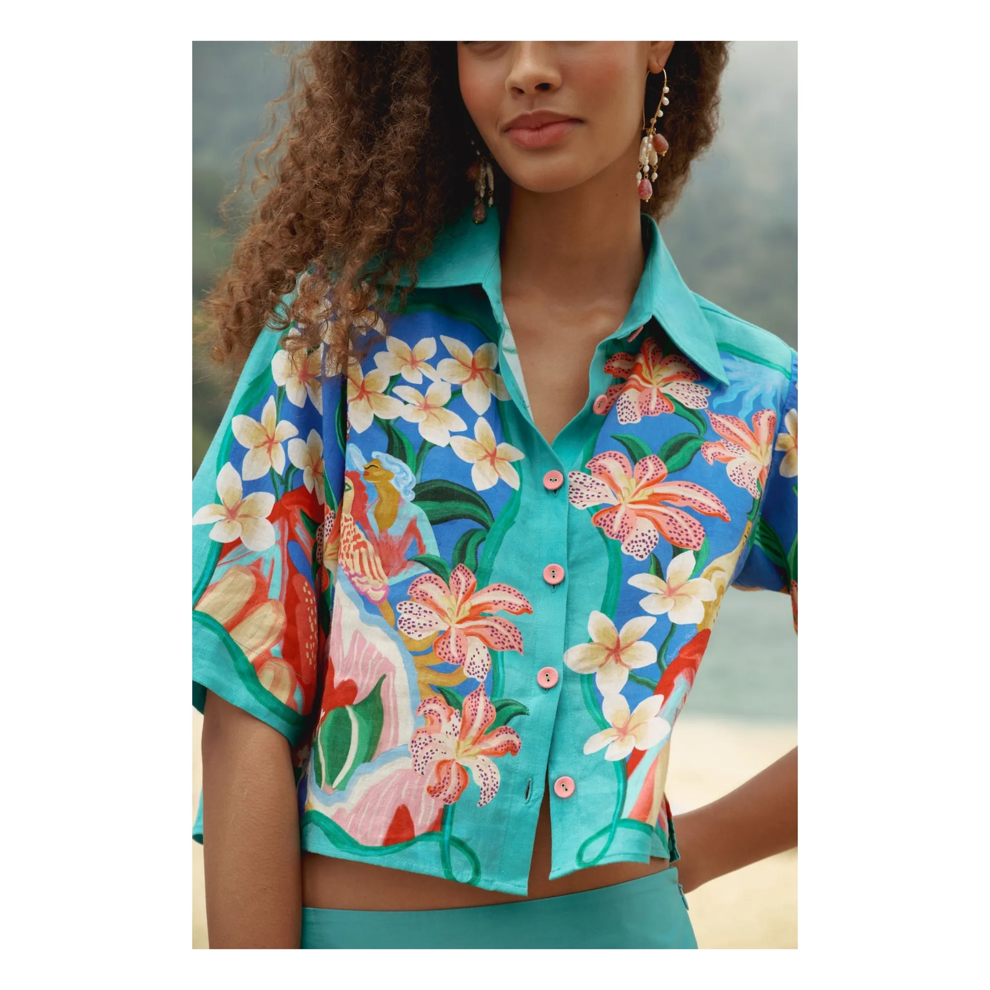 Chemise Garden Of Life Lin | Bleu- Image produit n°3