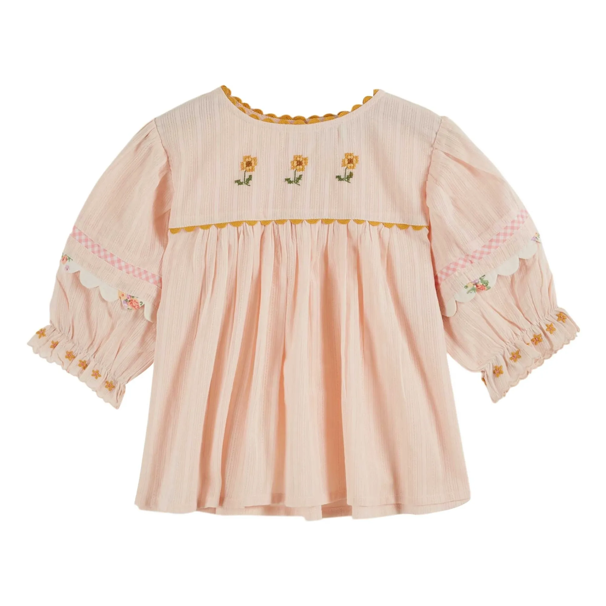 Emile Et Ida Cream Flower Embroidered Blouse