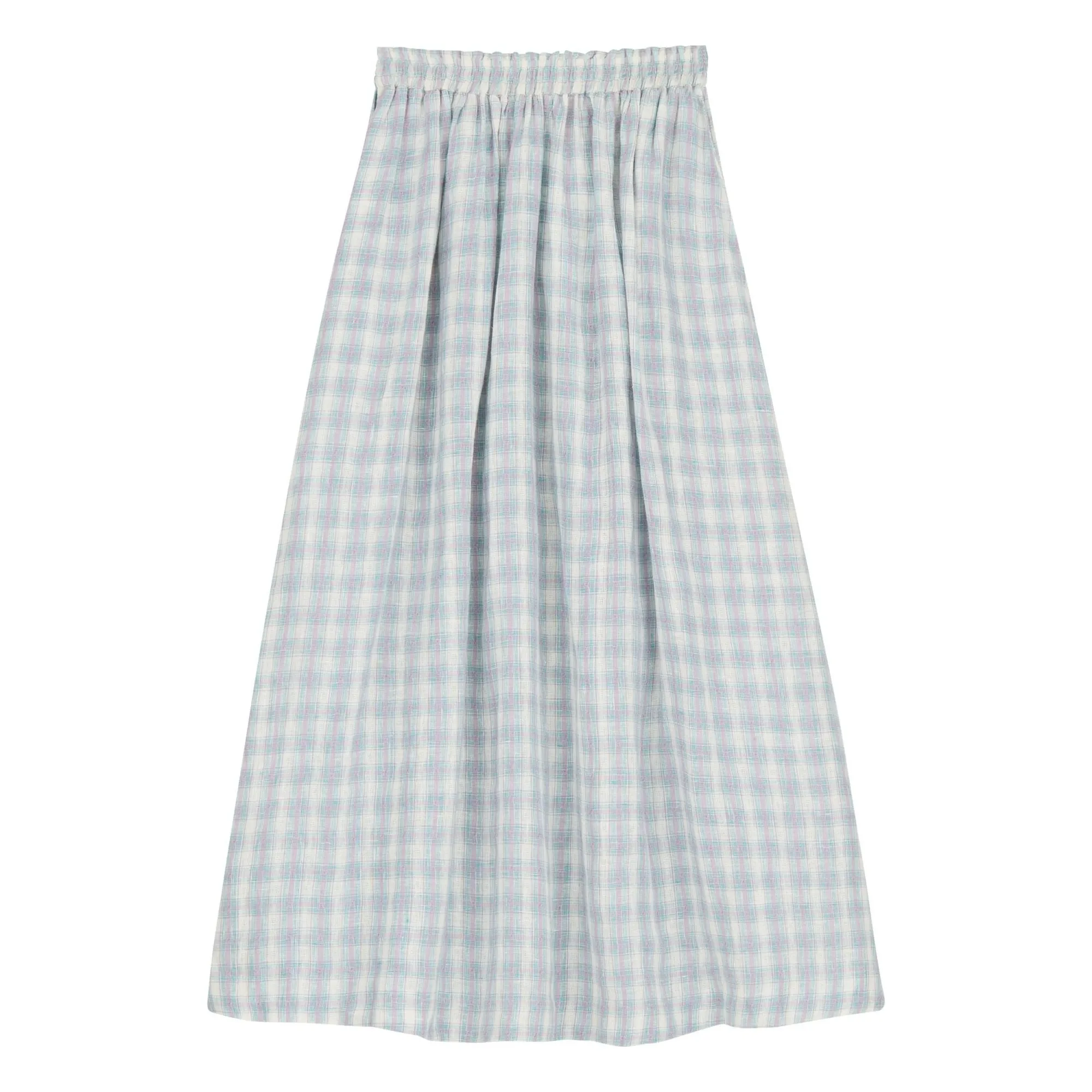 Jupe Carreaux Dagny Coton Bio | Bleu- Image produit n°0