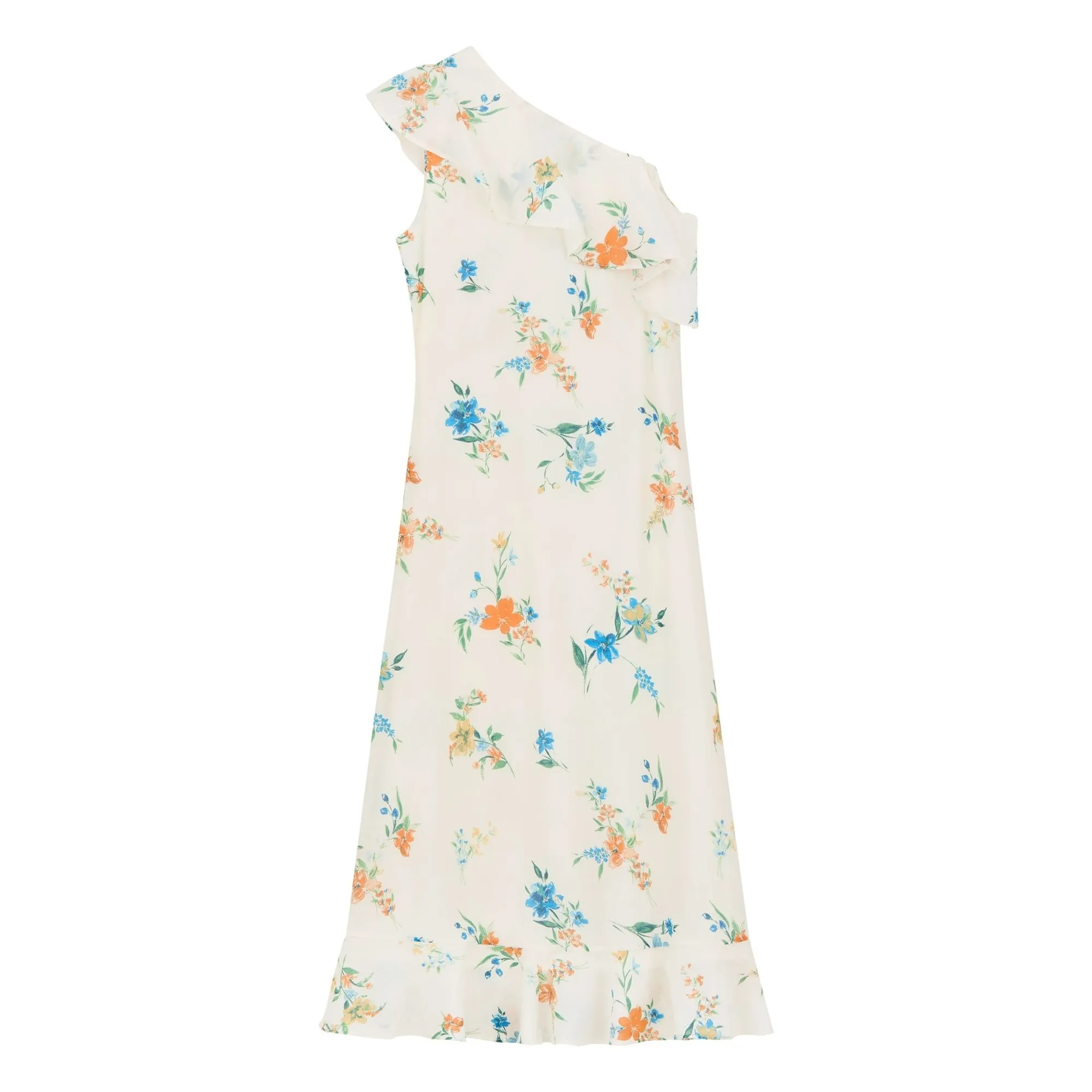 Skall Studio Cream Fiore Organic Cotton Asymmetric Dress