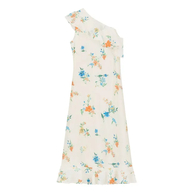Robe Asymètrique Fiore Coton Bio | Crème