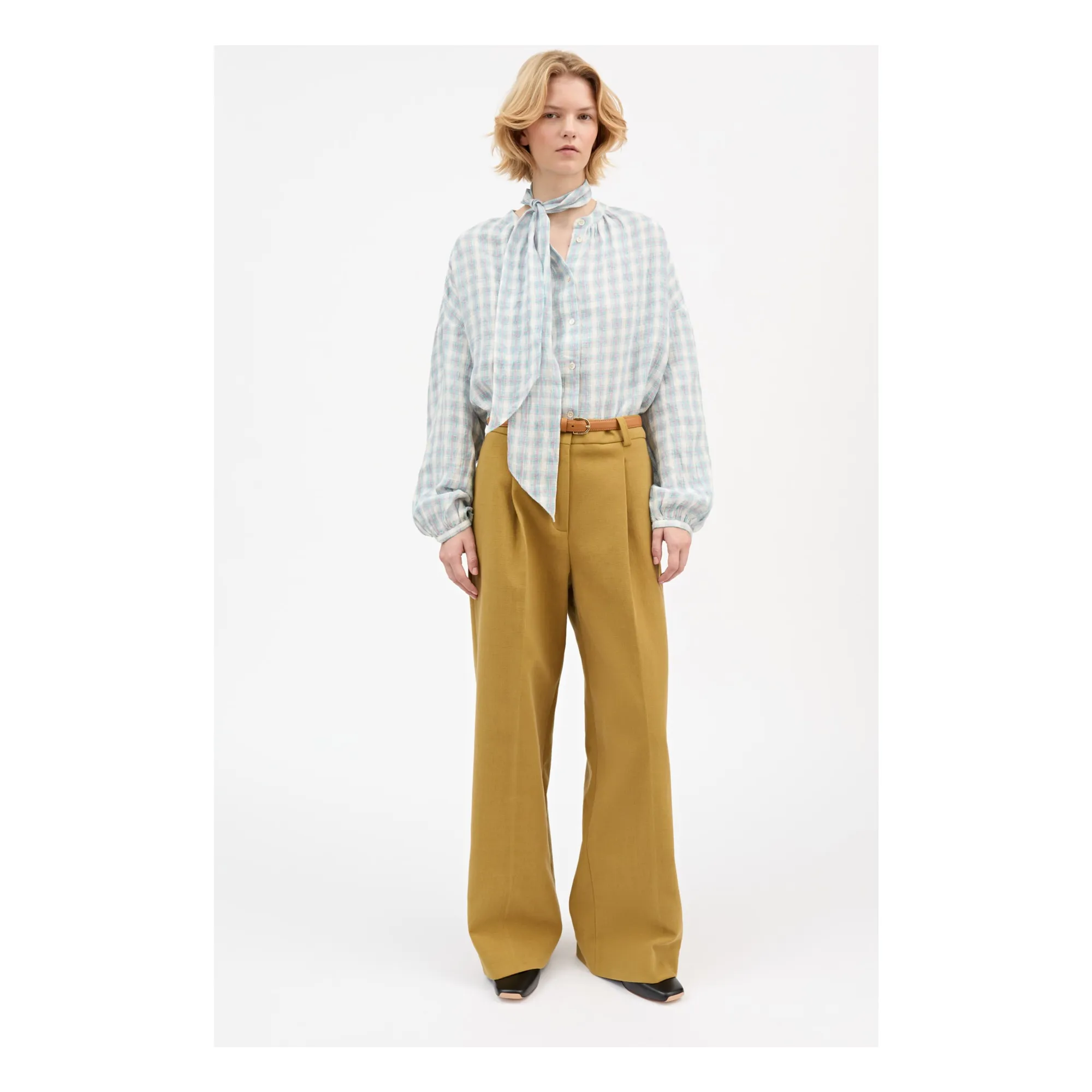 Blouse Carreaux Cilla Lin | Bleu- Image produit n°1
