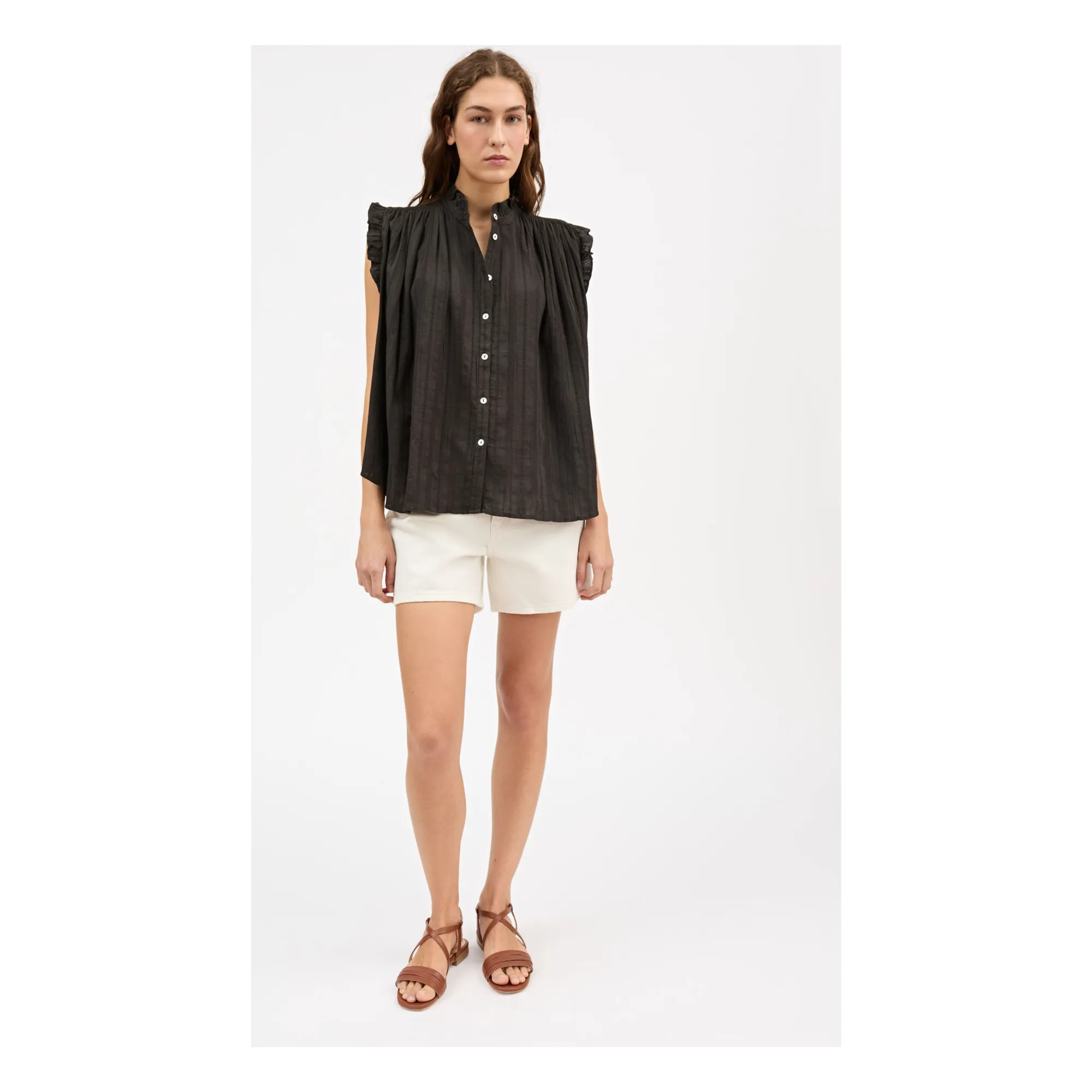 Blouse Juliane Coton Bio | Noir- Image produit n°1