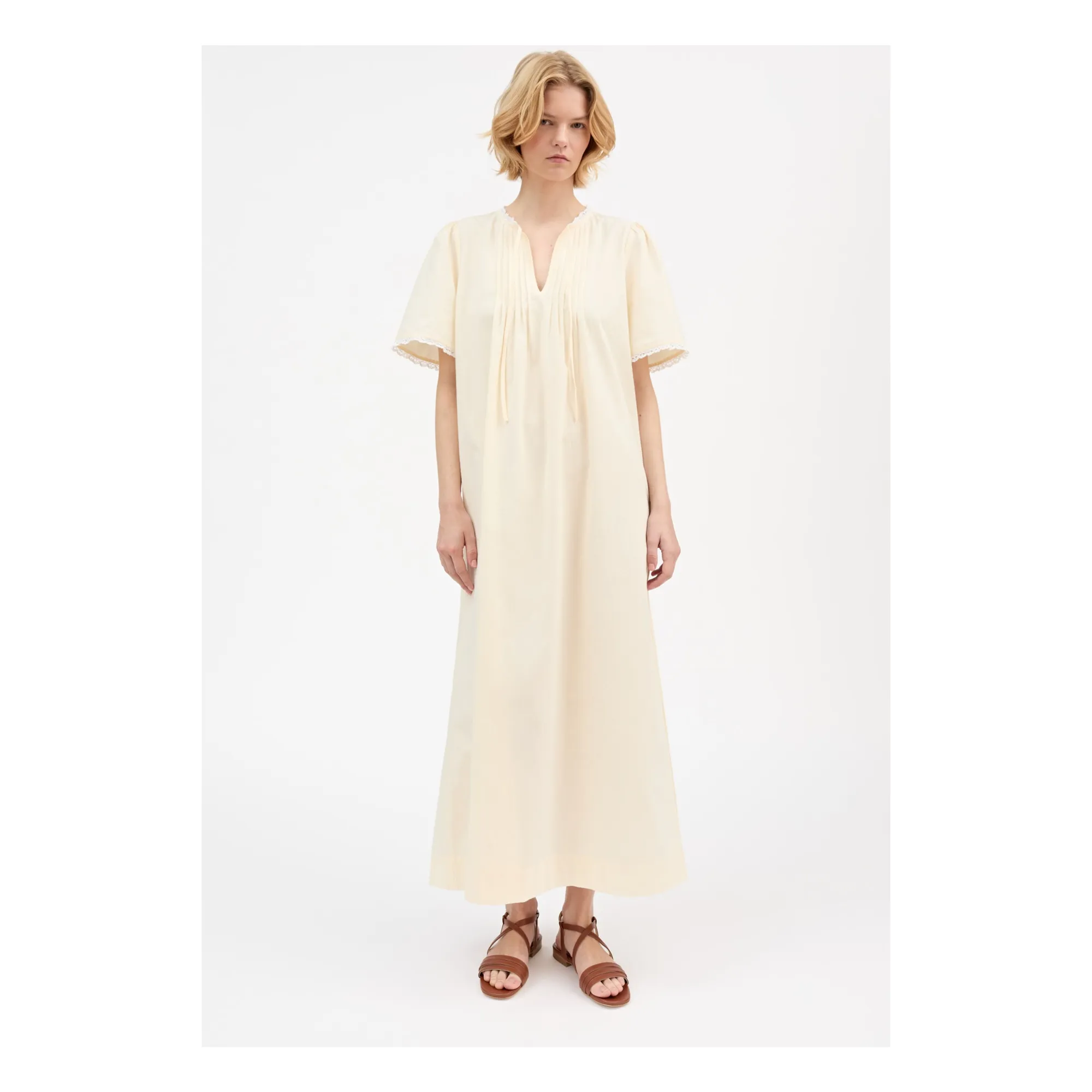 Robe Freesia Coton Bio | Crème- Image produit n°1