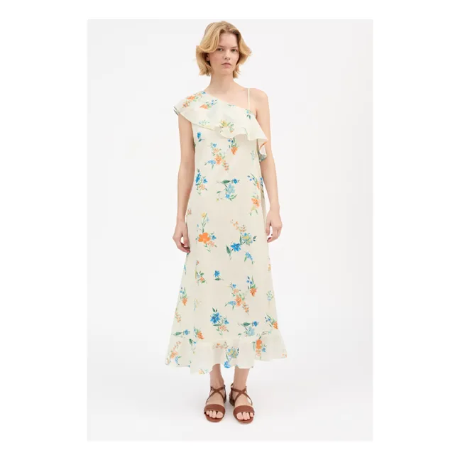 Robe Asymètrique Fiore Coton Bio | Crème