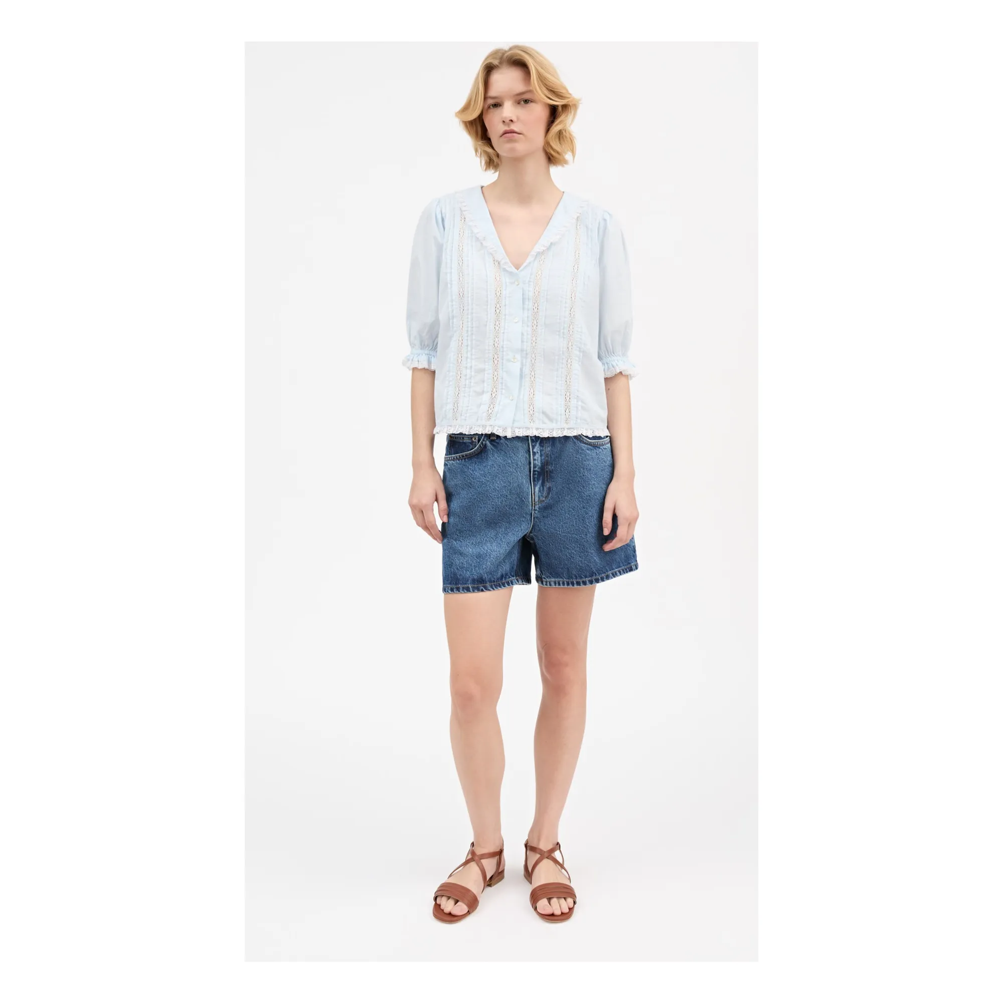 Blouse Magnolia Coton Bio | Bleu ciel- Image produit n°1