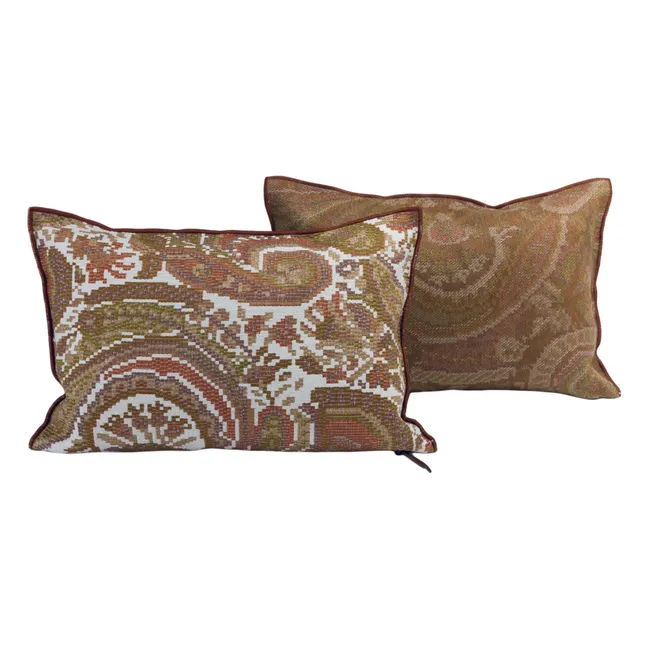 Coussin Vice Versa Jacquard Paisley In & Outdoor  | Marron