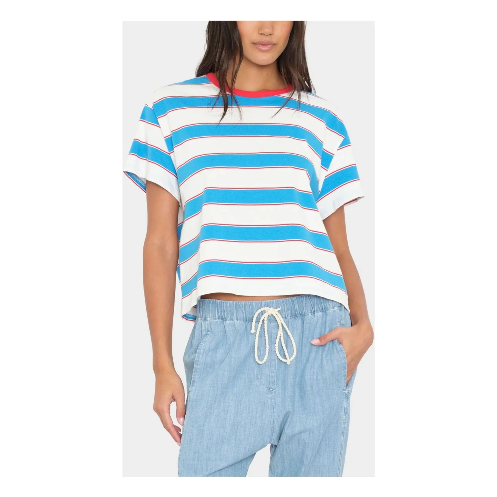 T-shirt Rayures Carter Coton | Bleu- Image produit n°0