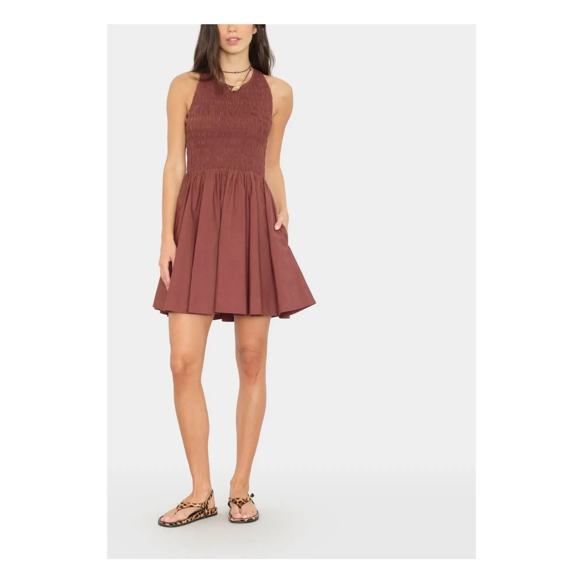 Robe Florie Coton | Marron- Image produit n°0