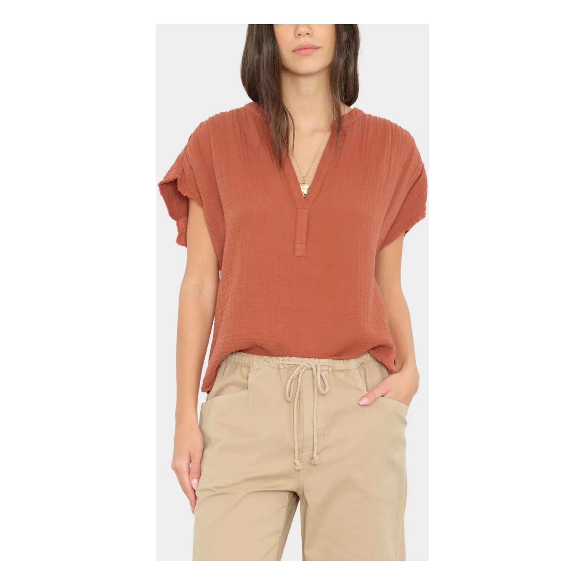 Blouse Kane Coton | Rouille- Image produit n°1