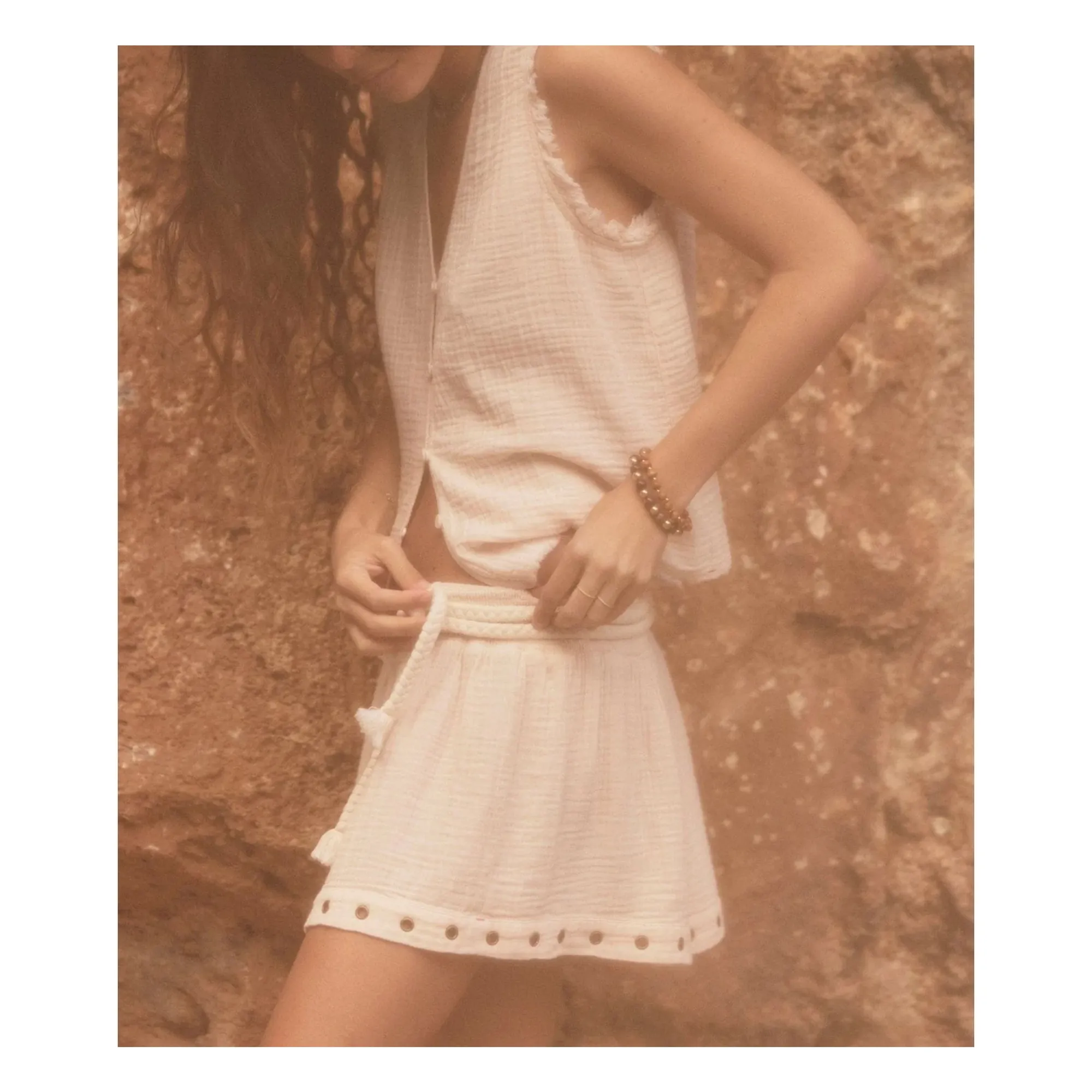 Capsule Léa Meylan : Jupe Esther Gaze de Coton | Crème- Image produit n°3