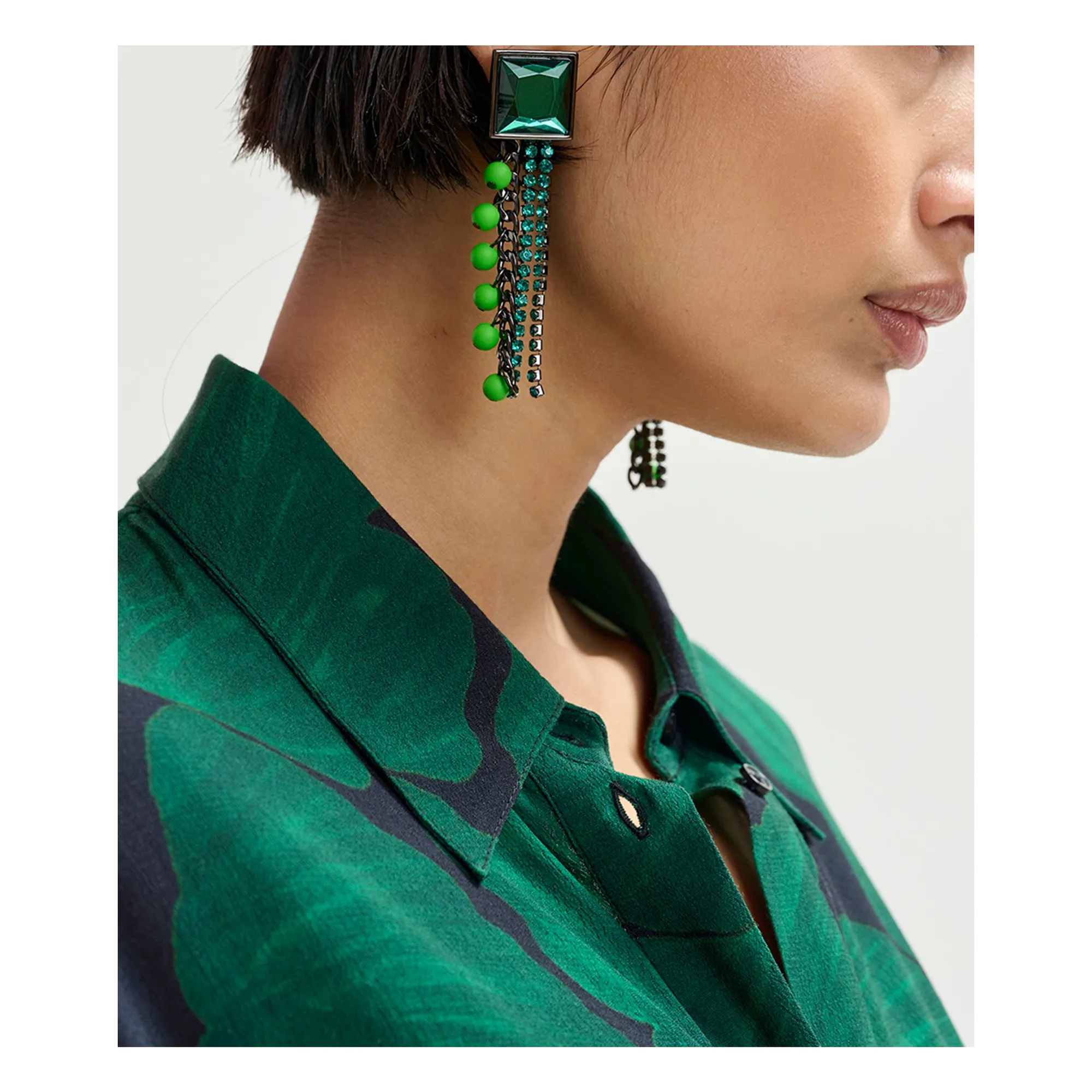 Boucles d'Oreilles Jearry Rhinestones | Avocat- Image produit n°1