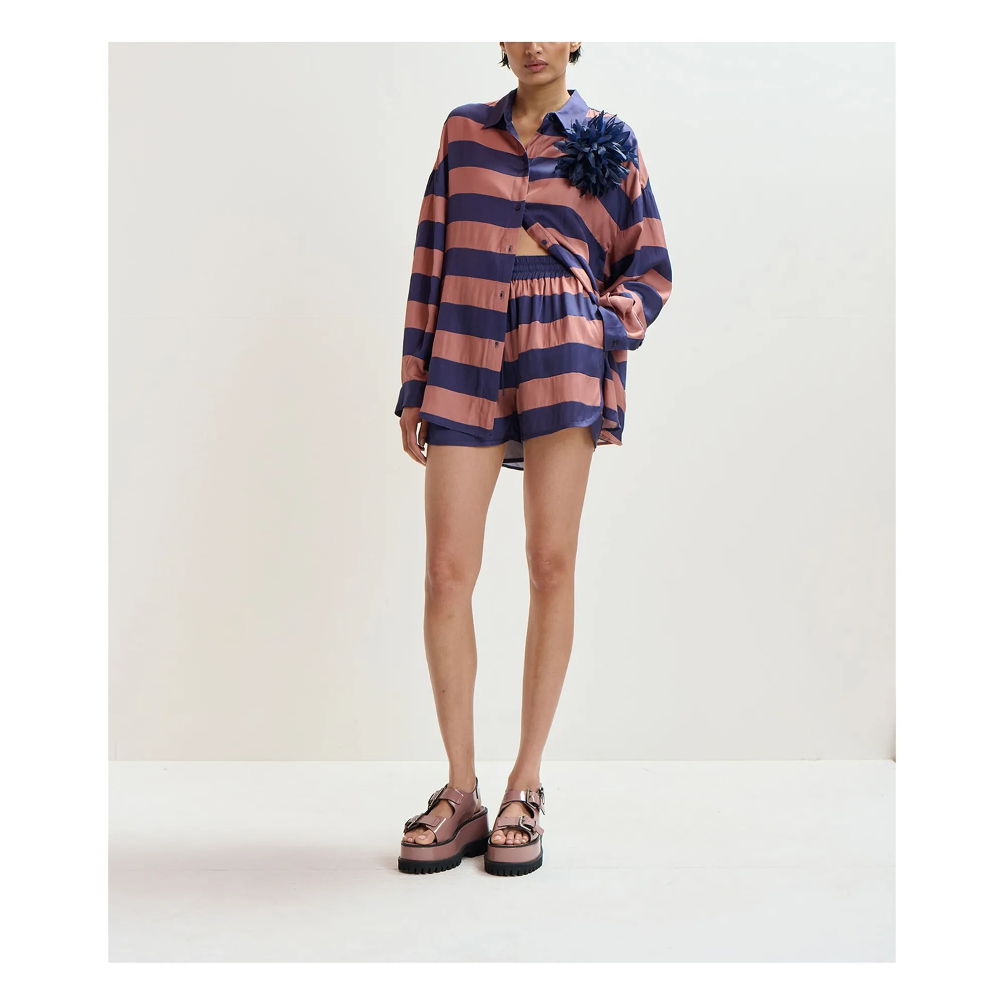 Short Rayures Jalana | Bleu- Image produit n°1