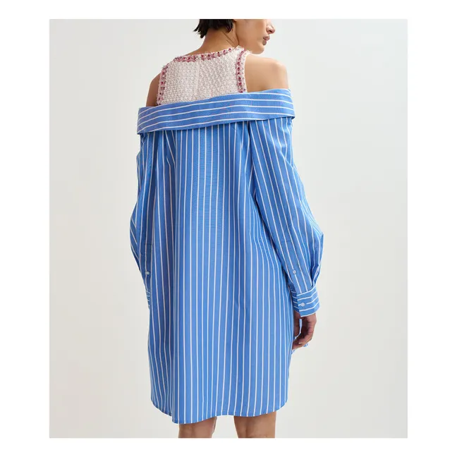 blue plus size a-line dress Women Plus Size Solid Blue Halter Neck Sleeveless Zipper-Up Pleated A-Line  Maxi Dress