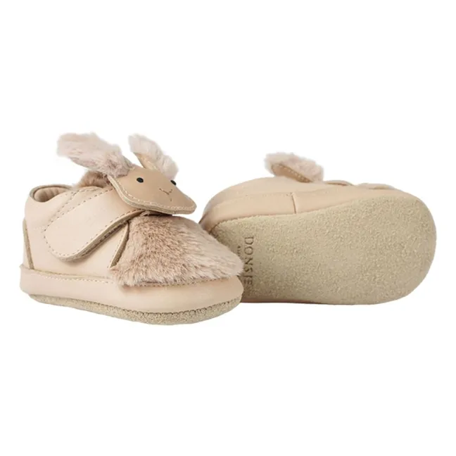 Fluffy Matjin Rabbit Slippers | Beige pink