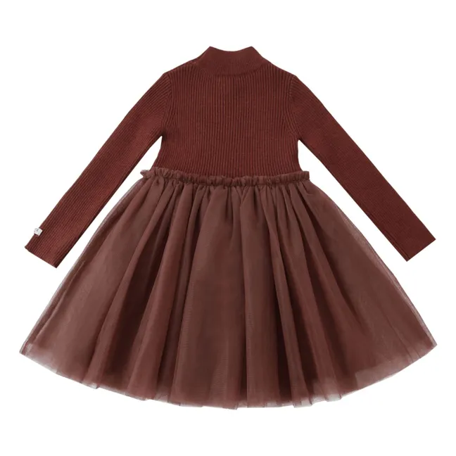 Robe Bi-Matière Lotus | Chocolat