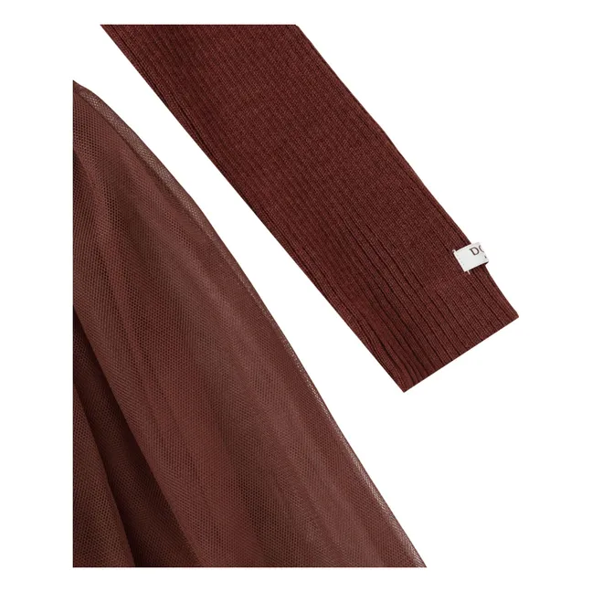 Robe Bi-Matière Lotus | Chocolat