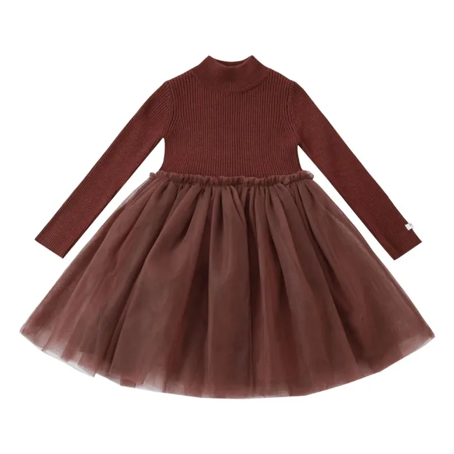 Robe Bi-Matière Lotus | Chocolat