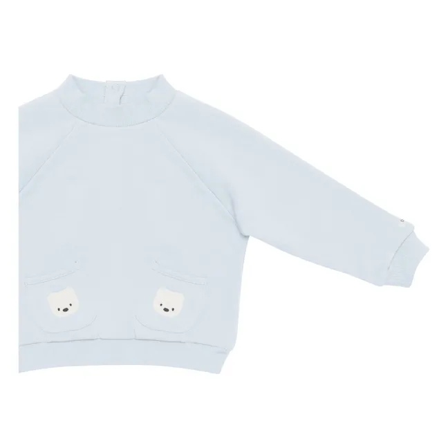 Sweat Foppe Ours Polaire Coton Bio | Bleu Glacier