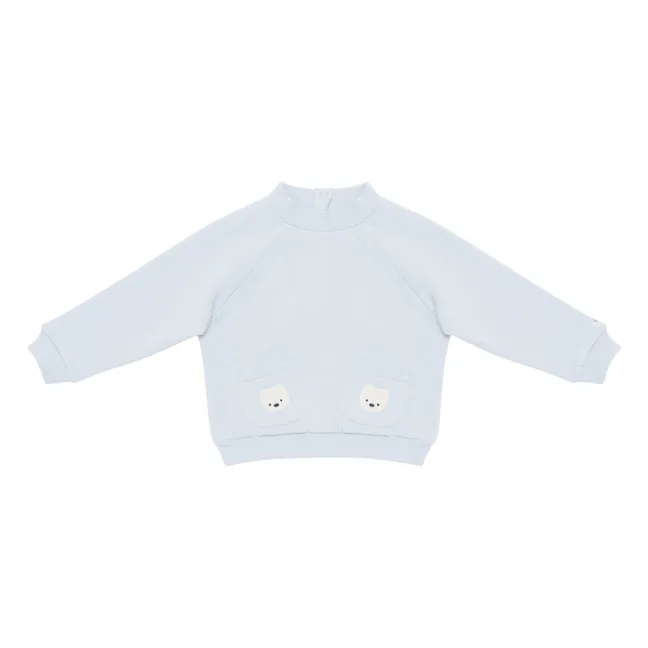 Sweat Foppe Ours Polaire Coton Bio | Bleu Glacier