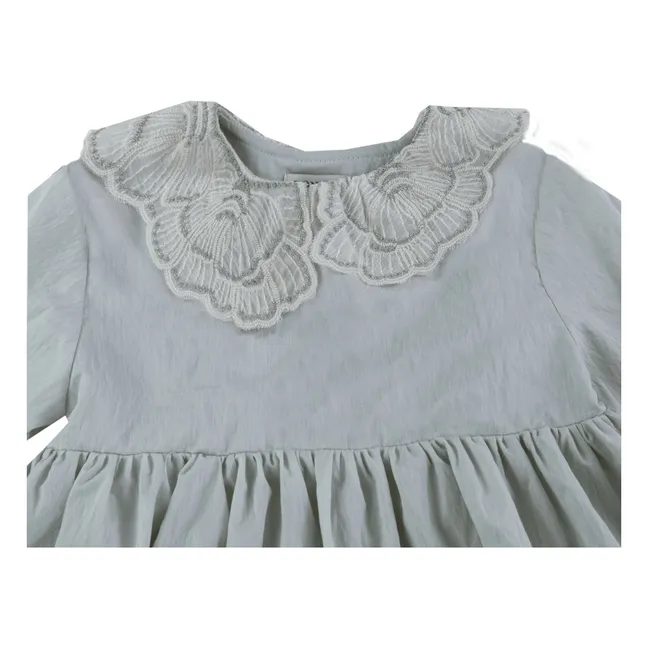 Robe Col Brodé Doriane | Gris clair