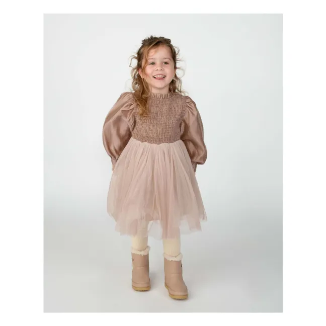 Robe Smockée Bi-Matière Janice | Rose