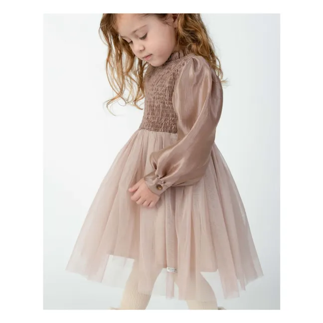 Robe Smockée Bi-Matière Janice | Rose